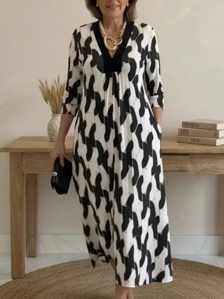 Art Print V-Neck Dress