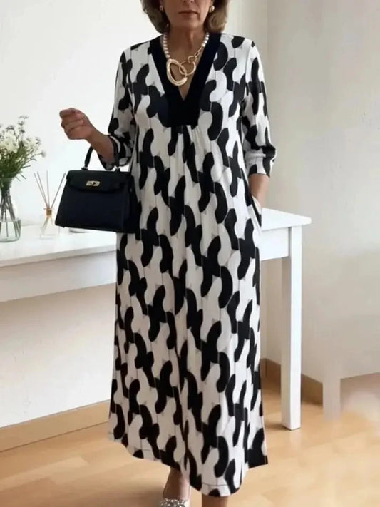 Art Print V-Neck Dress