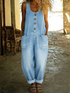 Vintage Soft Cotton Denim-Look Overalls