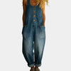 Vintage Soft Cotton Denim-Look Overalls