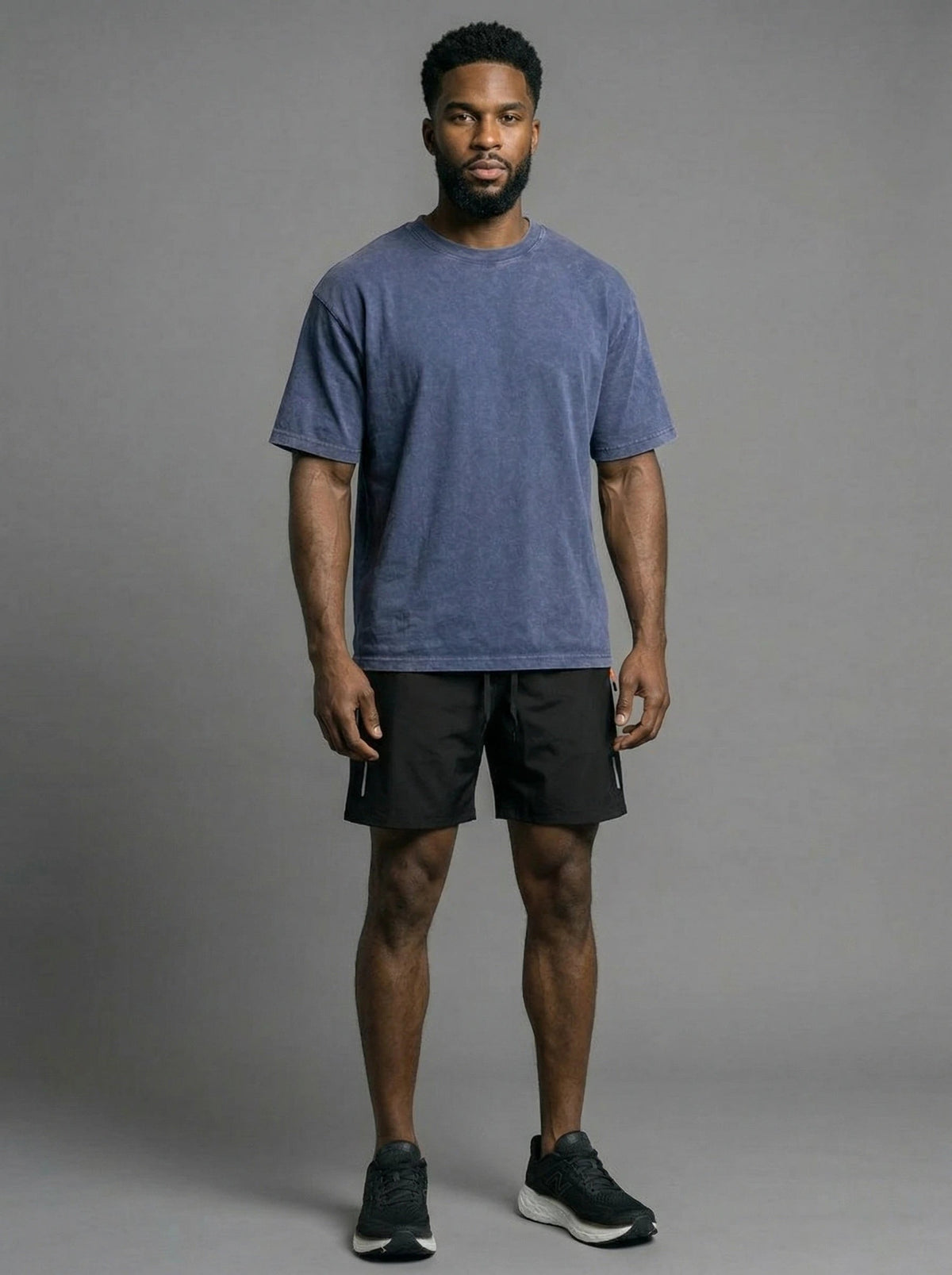 Men's vintage oversized heavyweight cotton t-shirt - Blue