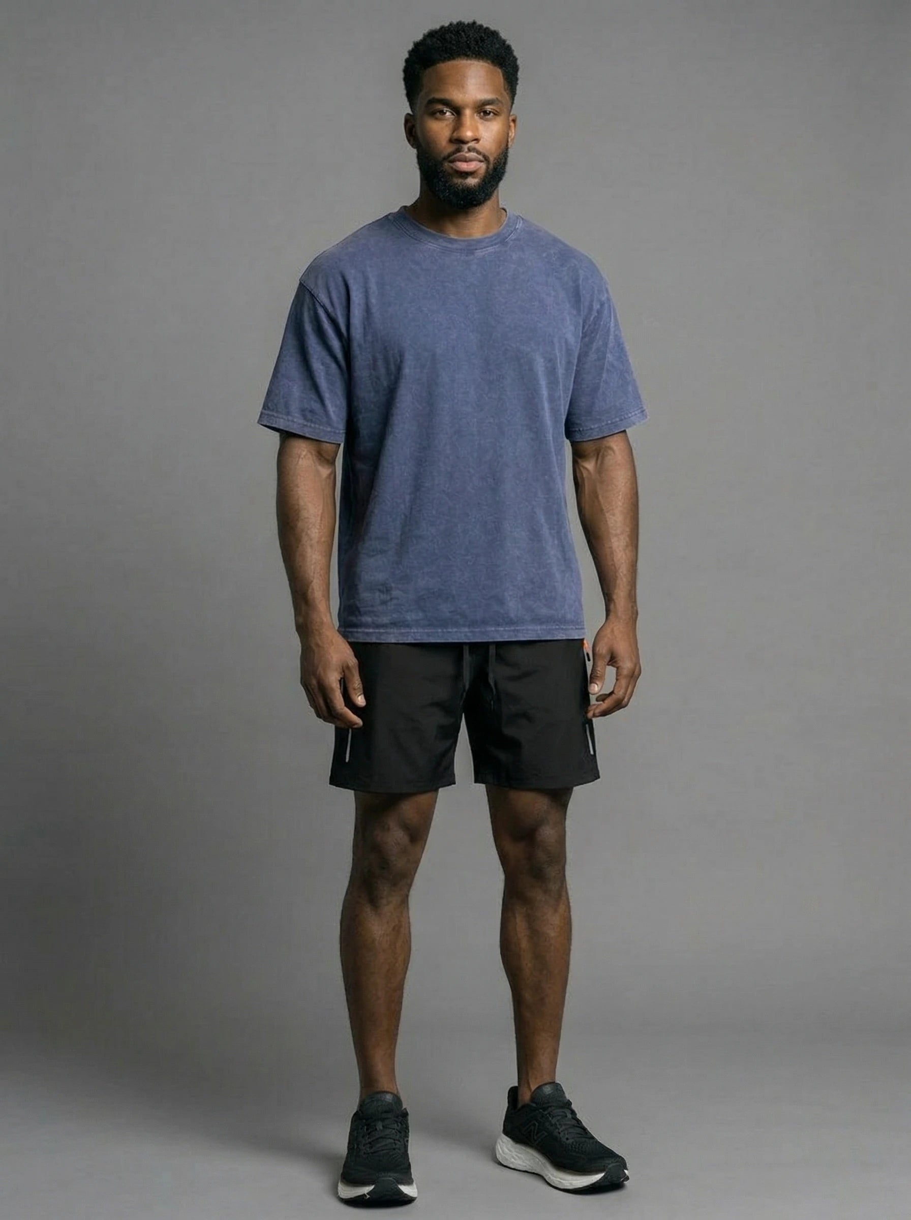 Men's vintage oversized heavyweight cotton t-shirt - Blue