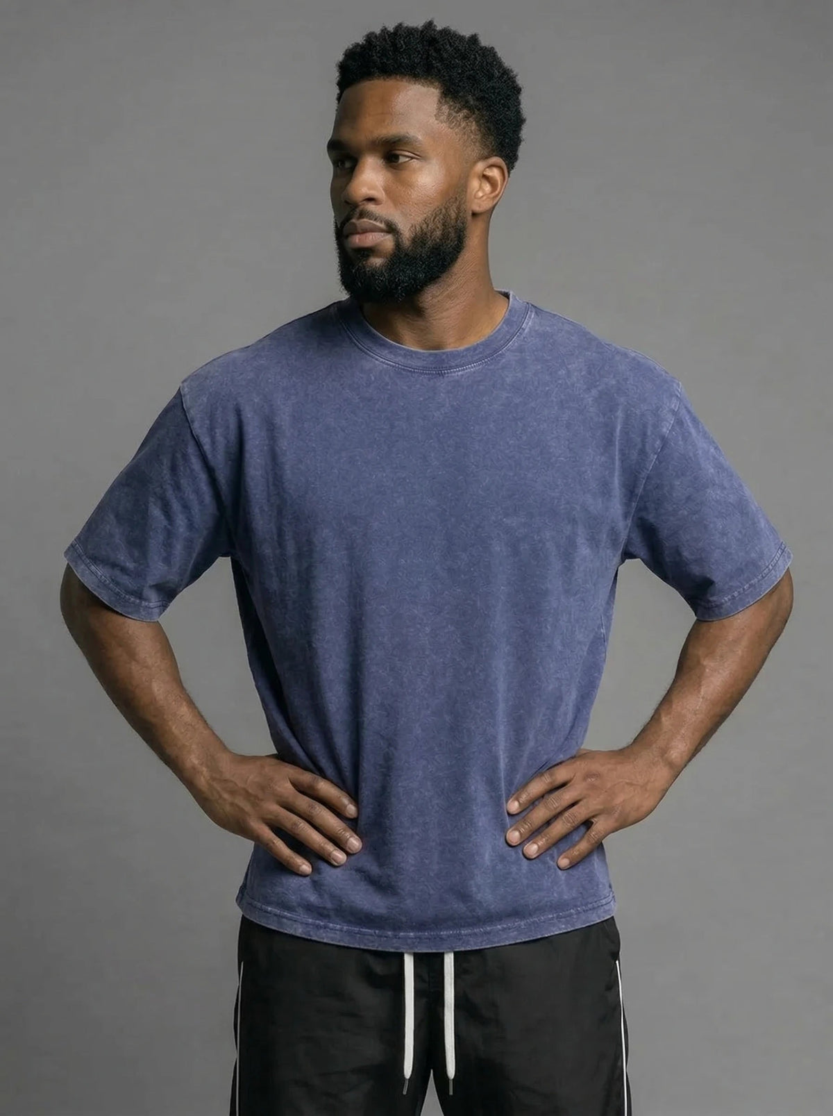 Men's vintage oversized heavyweight cotton t-shirt - Blue