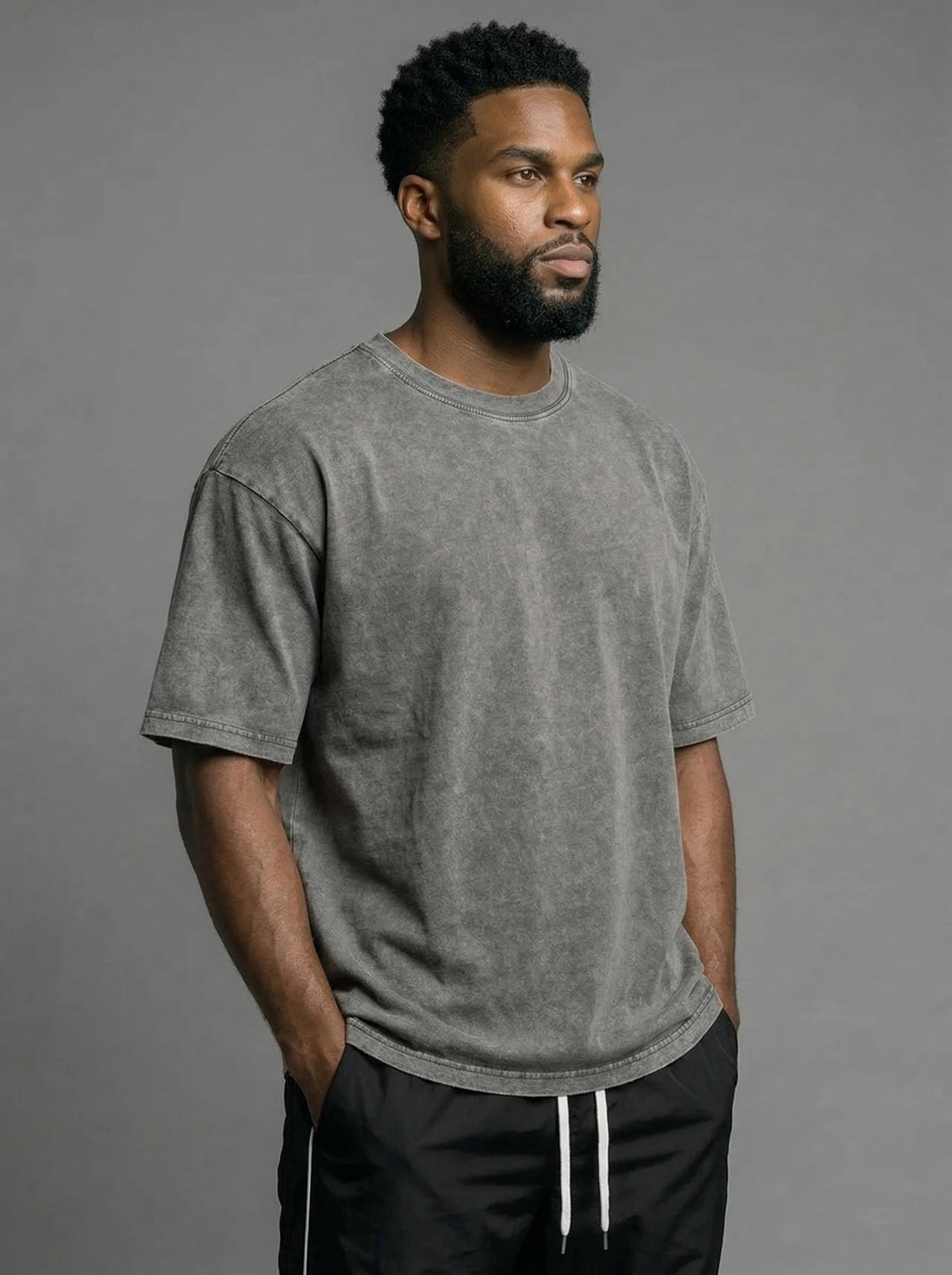 Men's vintage oversized heavyweight cotton t-shirt - Gray