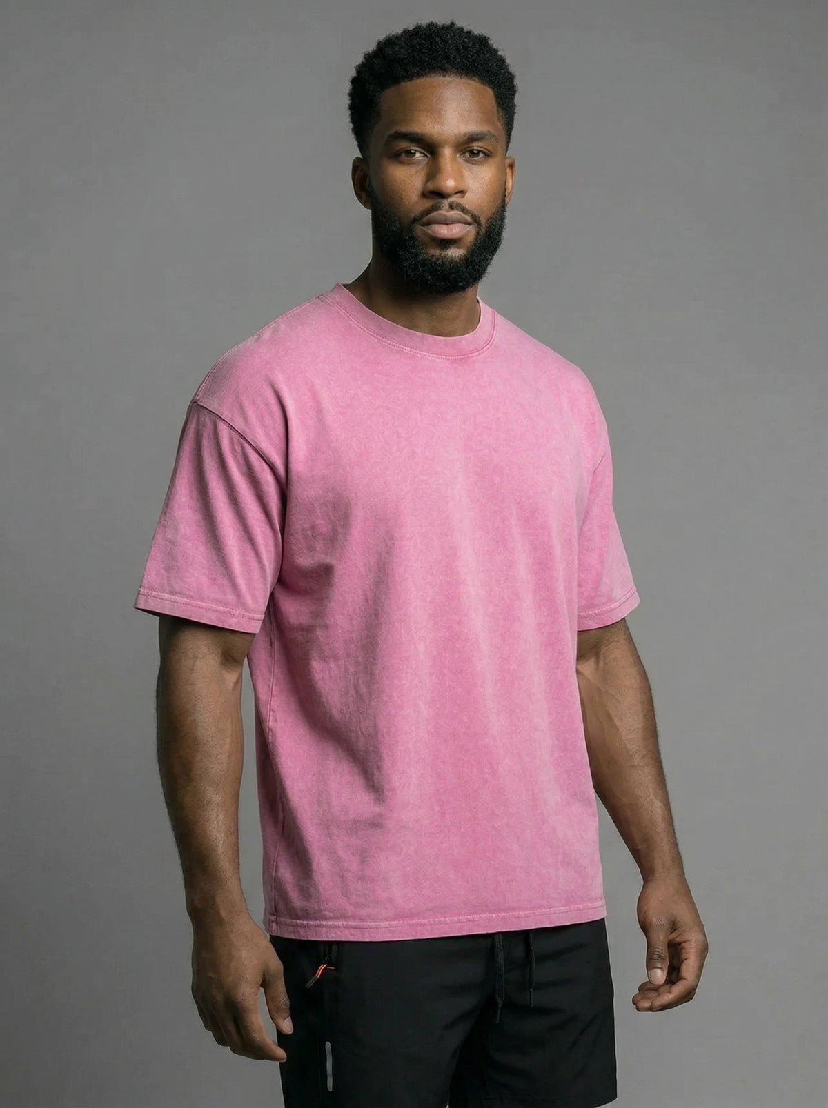 Men's vintage oversized heavyweight cotton t-shirt - Pink
