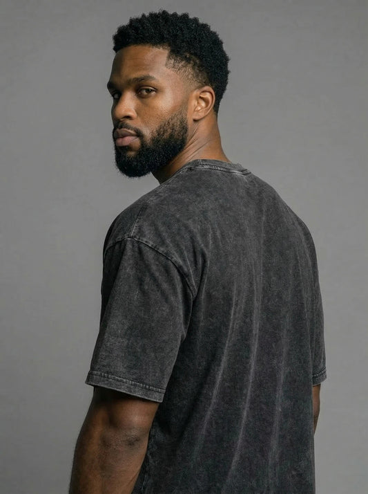 Men's vintage oversized heavyweight cotton t-shirt - back view