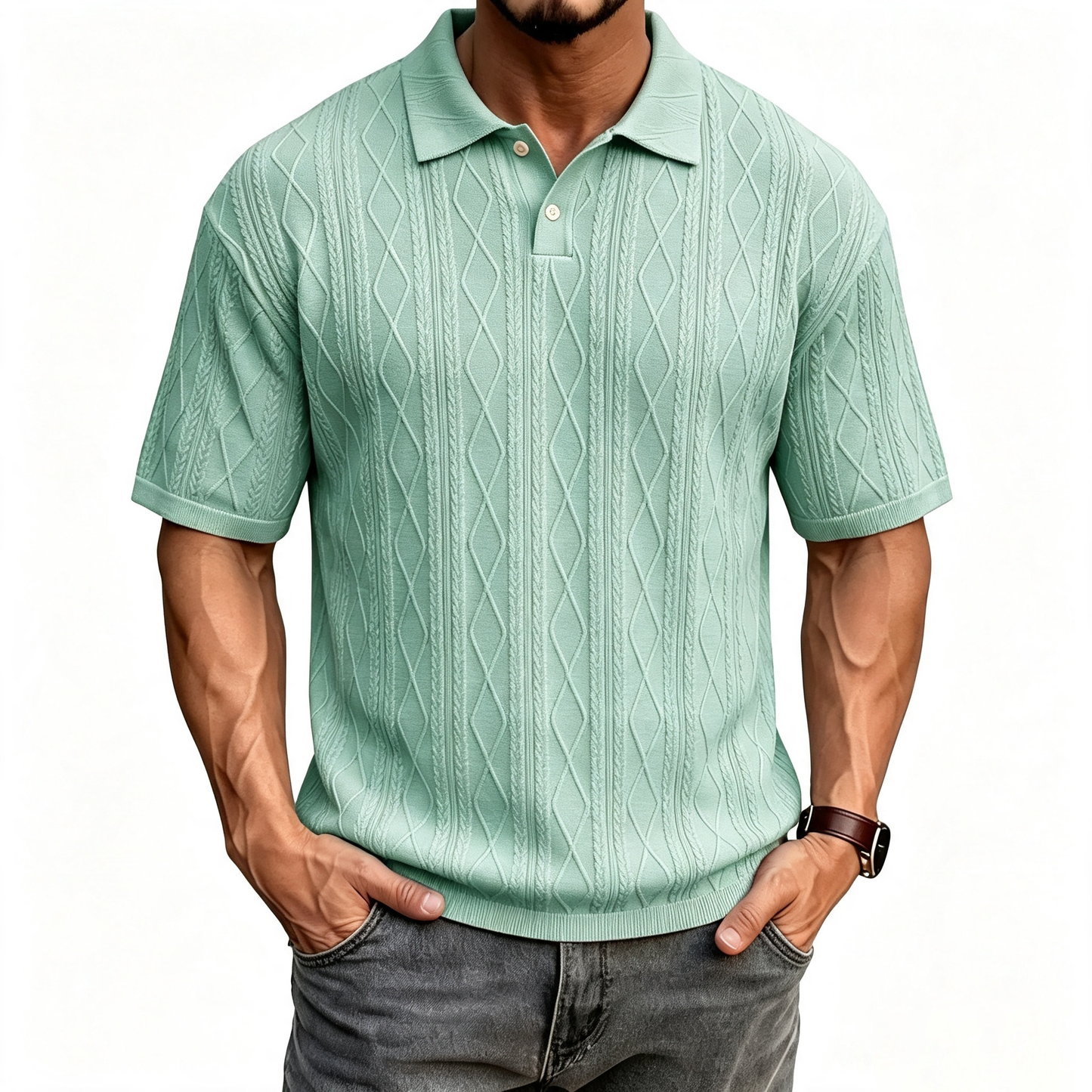 Light Green men's lightweight relaxed-fit polo shirt
