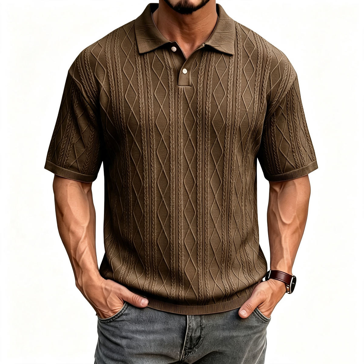 Coffee men's lightweight relaxed-fit polo shirt
